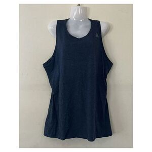 REEBOK Womens Navy Reflective Logos Curved Hem Sleeveless Active Wear Tank Top S